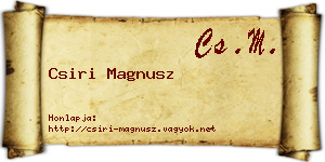 Csiri Magnusz névjegykártya